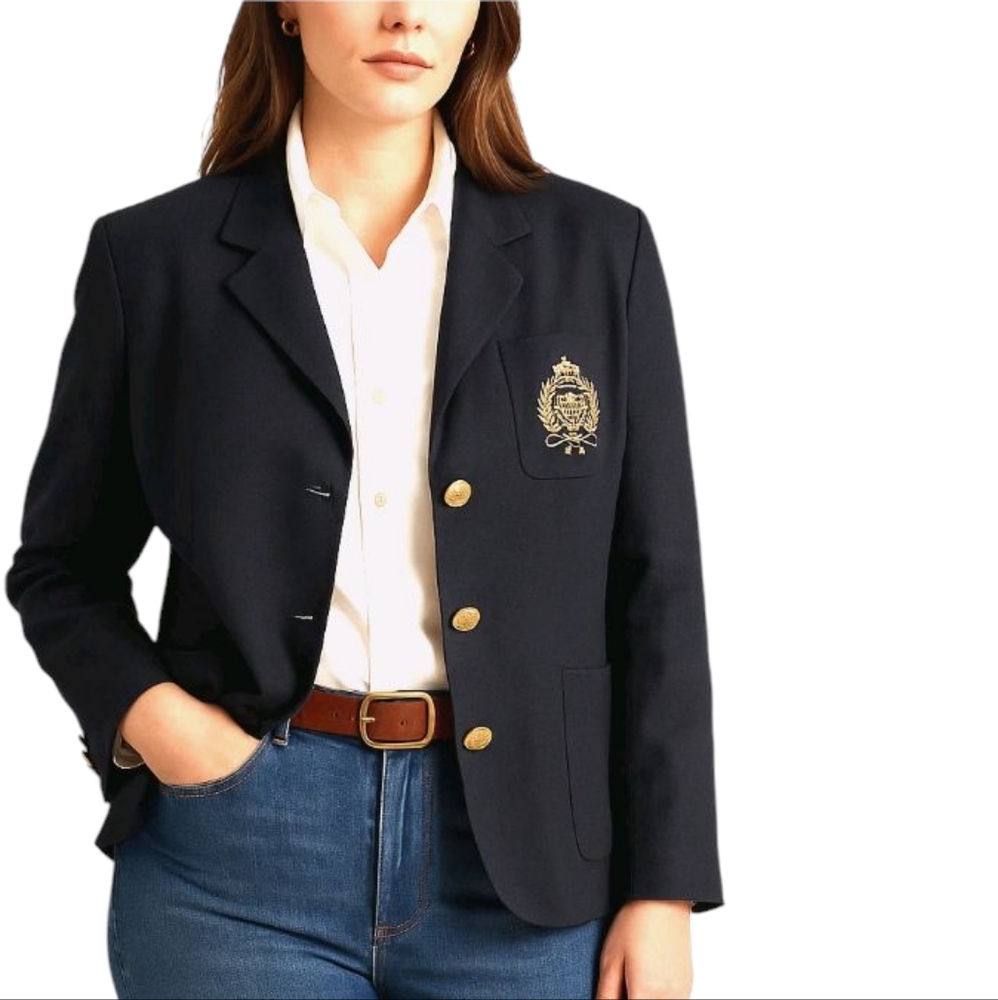 Lauren Ralph Lauren Navy Blazer with Gold Crest Buttons
